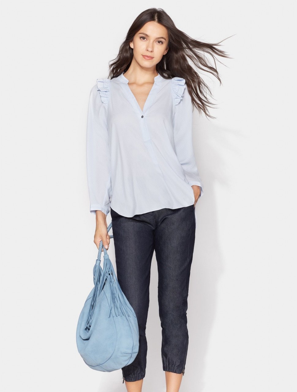 LONG SLEEVE TOP WITH RUFFLE DETAIL LONG SLEEVE TOP WITH RUFFLE DETAIL