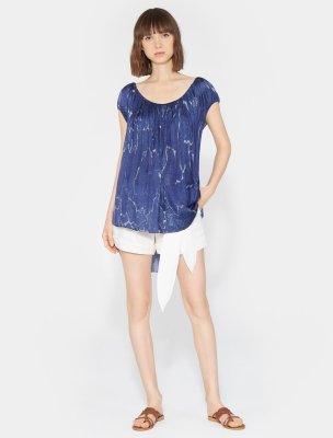 CAP SLEEVE RUCHED SCOOP NECK TOP CAP SLEEVE RUCHED SCOOP NECK TOP