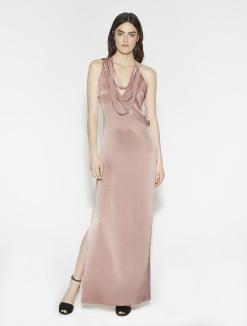 VESTIDO LARGO SATÍN CON TIRAS