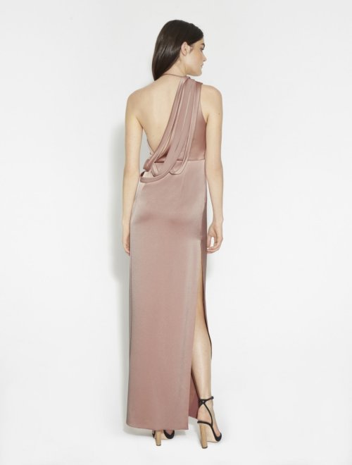 VESTIDO LARGO SATÍN CON TIRAS