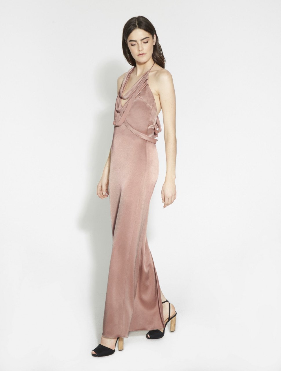 VESTIDO LARGO SATÍN CON TIRAS VESTIDO LARGO SATÍN CON TIRAS
