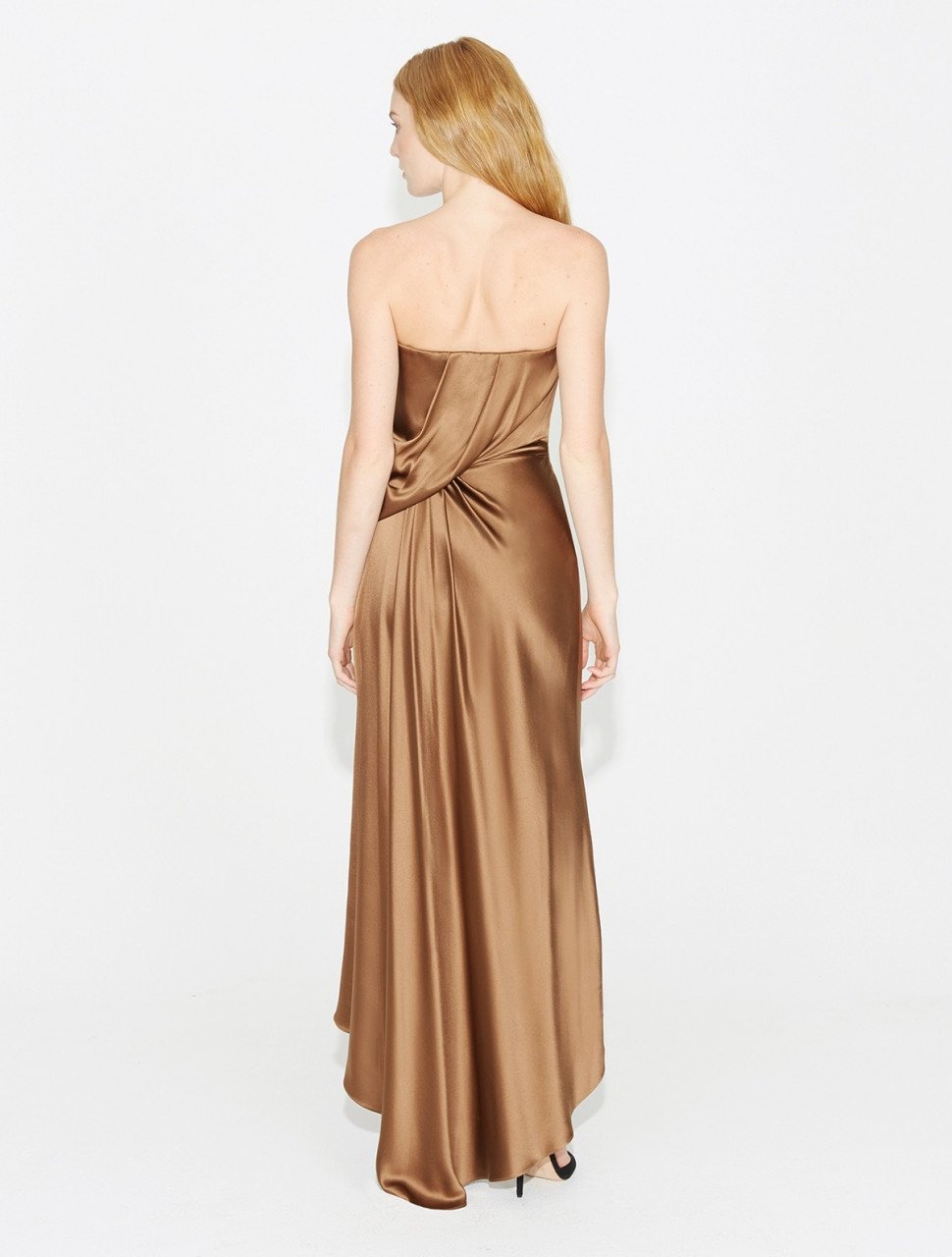 VESTIDO LARGO SATIN STRAPLESS DRAPEADO VESTIDO LARGO SATIN STRAPLESS DRAPEADO