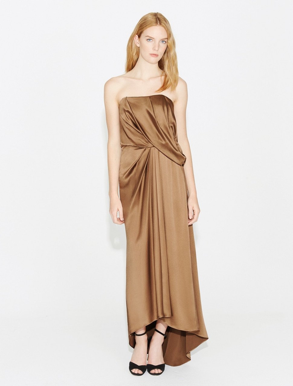 VESTIDO LARGO SATIN STRAPLESS DRAPEADO VESTIDO LARGO SATIN STRAPLESS DRAPEADO