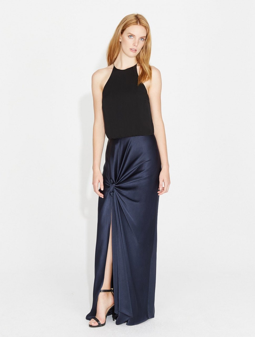 VESTIDO LARGO GROGETTE SATÏN CON NUDO VESTIDO LARGO GROGETTE SATÏN CON NUDO