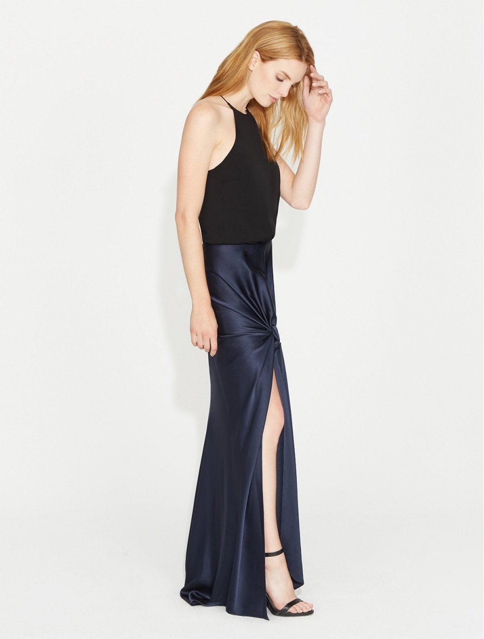 VESTIDO LARGO GROGETTE SATÏN CON NUDO VESTIDO LARGO GROGETTE SATÏN CON NUDO