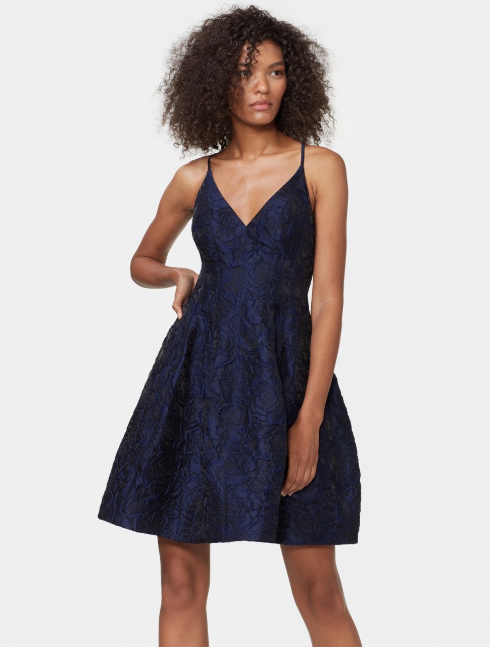 SLEEVELESS JACQUARD FIT & FLARE DRESS SLEEVELESS JACQUARD FIT & FLARE DRESS
