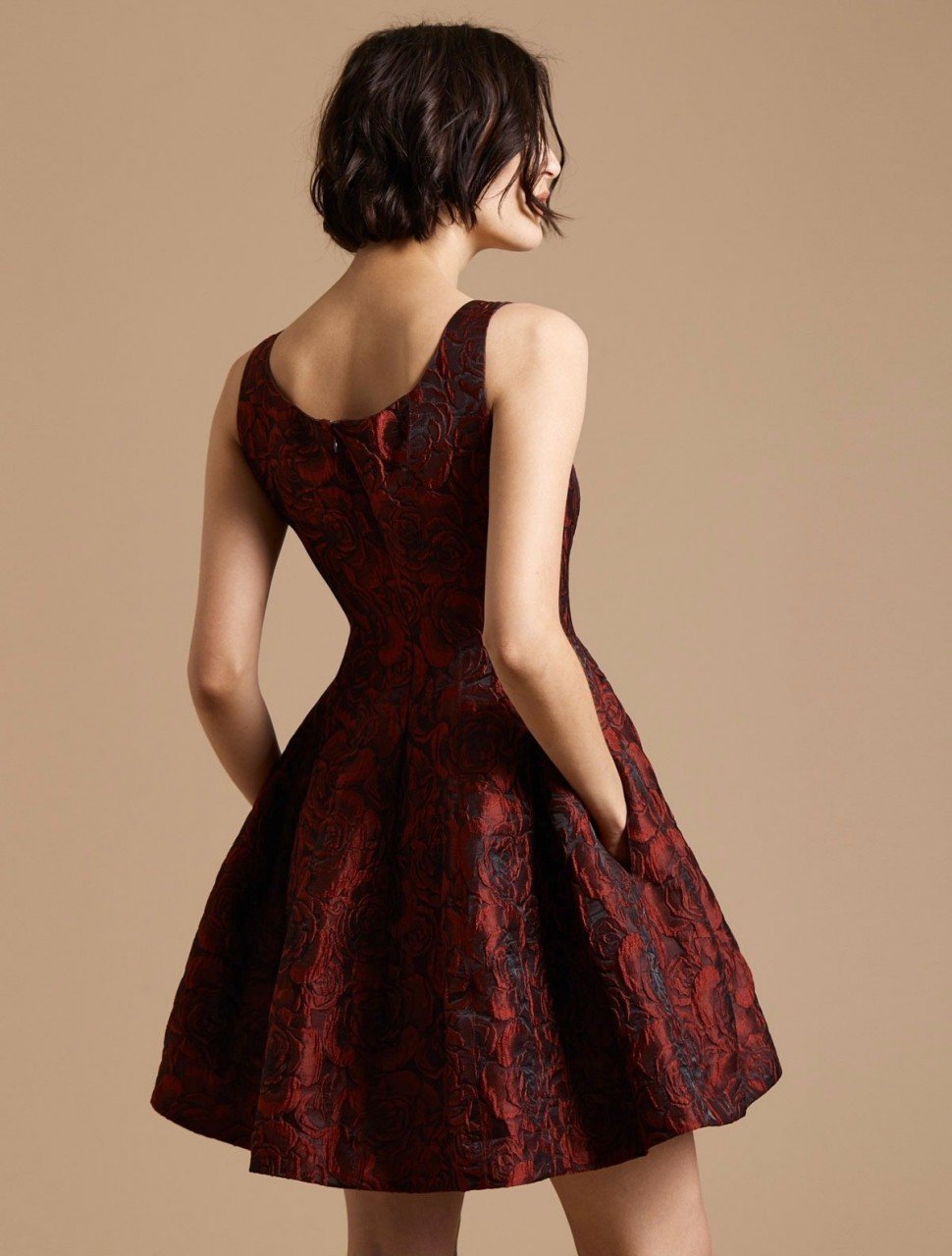 FIT & FLARE FLORAL JACQUARD DRESS FIT & FLARE FLORAL JACQUARD DRESS