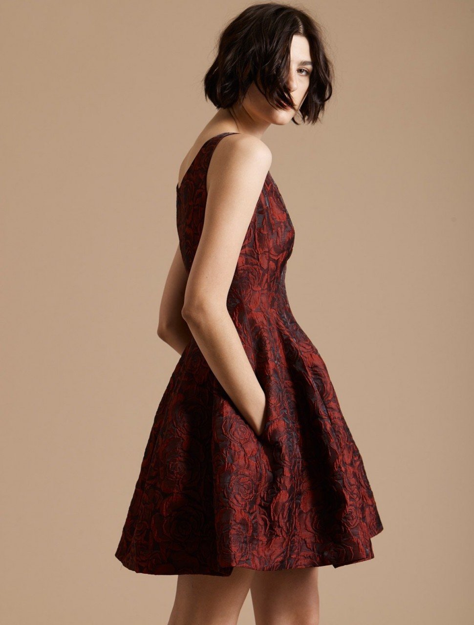 FIT & FLARE FLORAL JACQUARD DRESS FIT & FLARE FLORAL JACQUARD DRESS