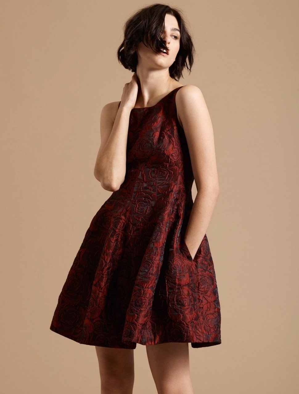 FIT & FLARE FLORAL JACQUARD DRESS FIT & FLARE FLORAL JACQUARD DRESS