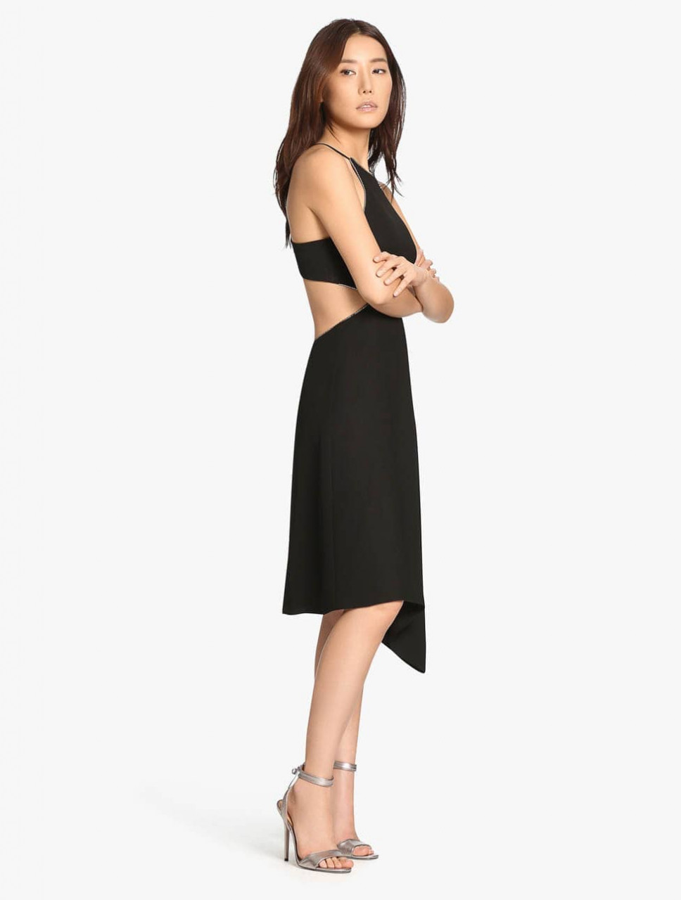 VESTIDO CREPE DE CADENA CORTADA VESTIDO CREPE DE CADENA CORTADA