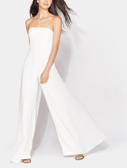CHIFFON OVERLAY STRAPLESS JUMPSUIT