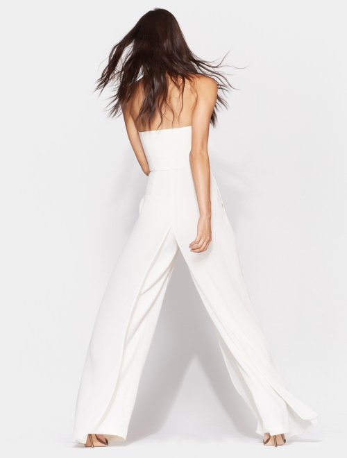 CHIFFON OVERLAY STRAPLESS JUMPSUIT