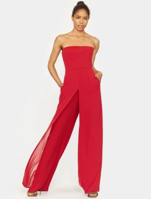 CHIFFON OVERLAY STRAPLESS JUMPSUIT CHIFFON OVERLAY STRAPLESS JUMPSUIT