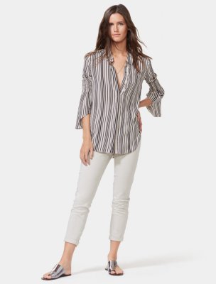 SMOCKED SLEEVE STRIPED SHIRT SMOCKED SLEEVE STRIPED SHIRT