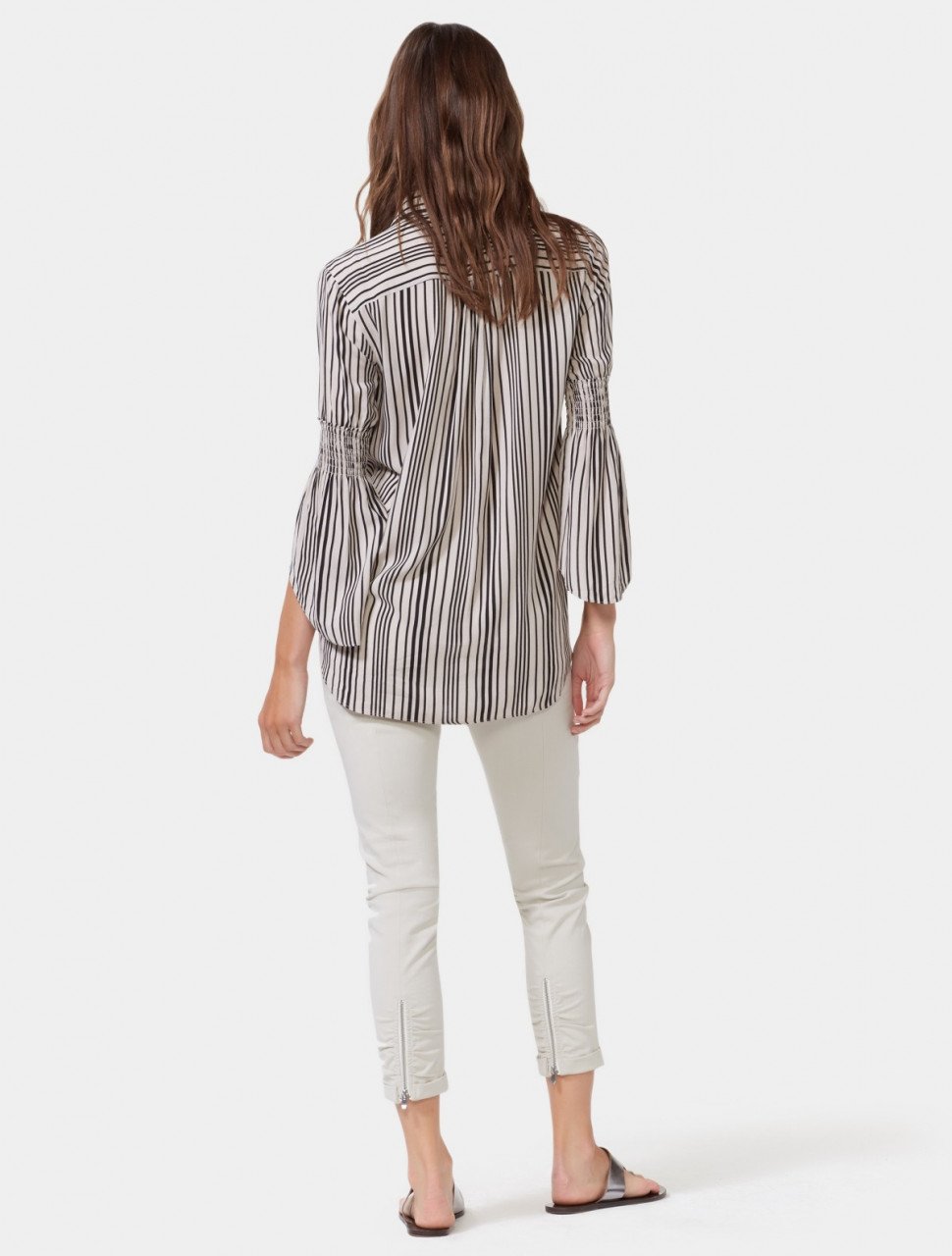 SMOCKED SLEEVE STRIPED SHIRT SMOCKED SLEEVE STRIPED SHIRT