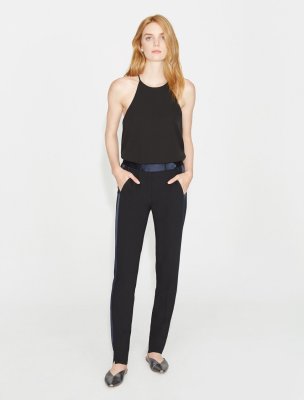 PANTALON SLIM CON DETALLE SATÍN PANTALON SLIM CON DETALLE SATÍN