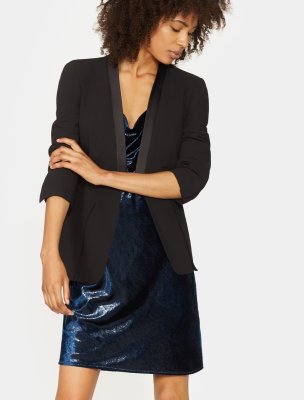 Long Sleeve Slit Cuff Wool Blazer Long Sleeve Slit Cuff Wool Blazer