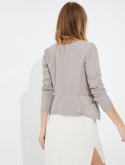 LEATHER TWILL COMBO JACKET