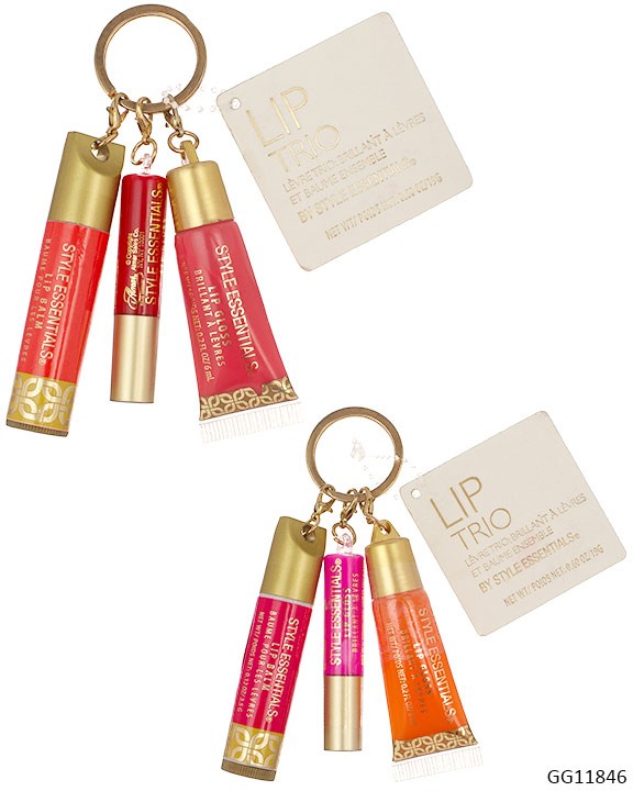 Trio de brillos para labios con llavero