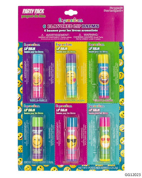 Emoji, brillo para labios de diferentes sabores, 6 pzas