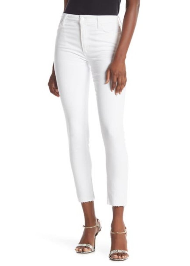 WHITE HIGH RISE SKINNY ANKLE CUT HEM WHITE HIGH RISE SKINNY ANKLE CUT HEM