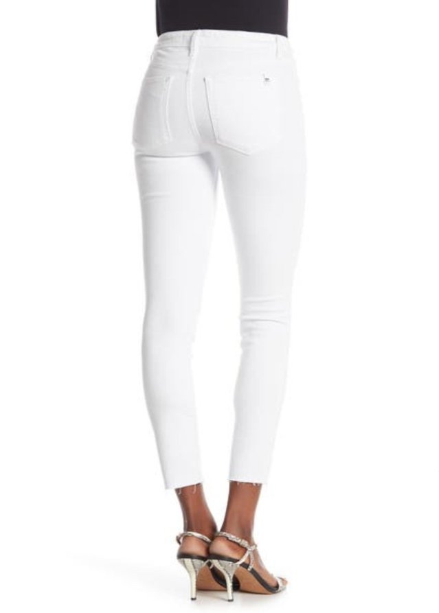 WHITE HIGH RISE SKINNY ANKLE CUT HEM WHITE HIGH RISE SKINNY ANKLE CUT HEM